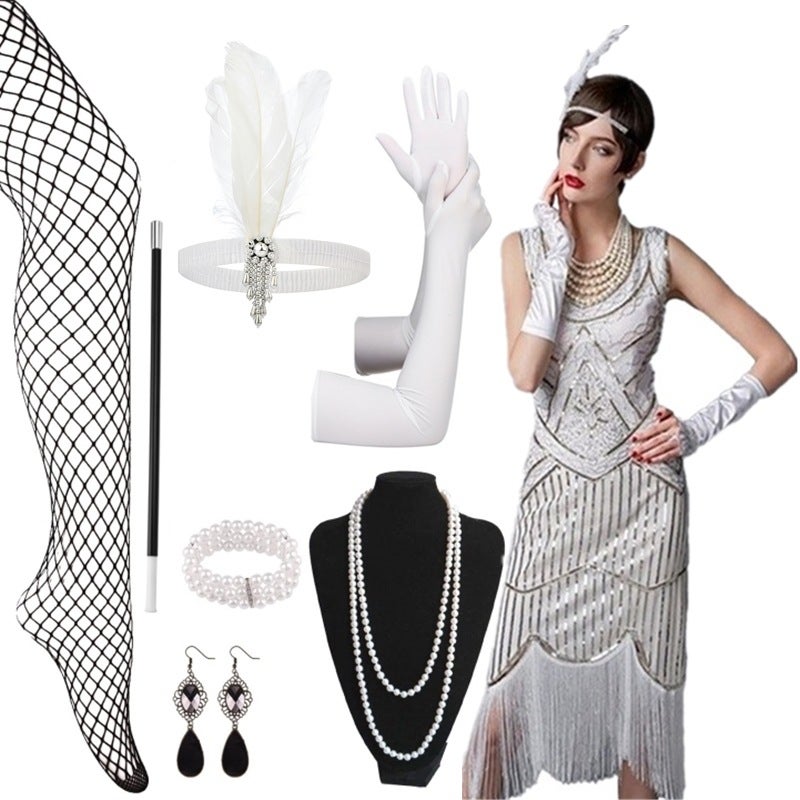 Explosions 1920S Vintage Gatsby Evening Dress Party Party Performance Sequins Tassel Dress - Image 2